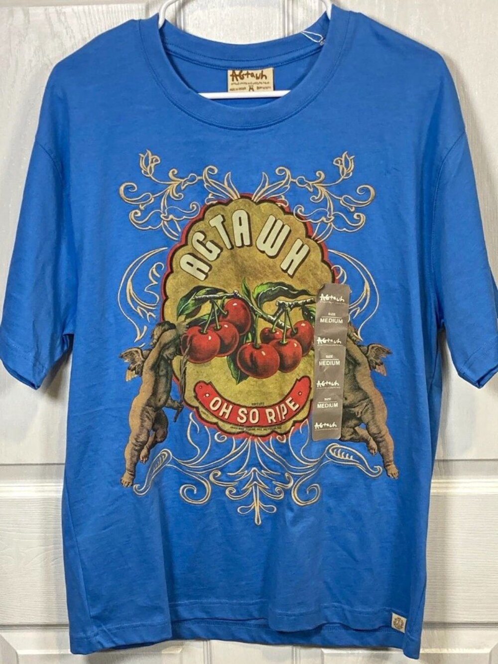 AGtawh All Good Paris Blue Octopus Graphic Tee Men's M Crew Neck Cotton
